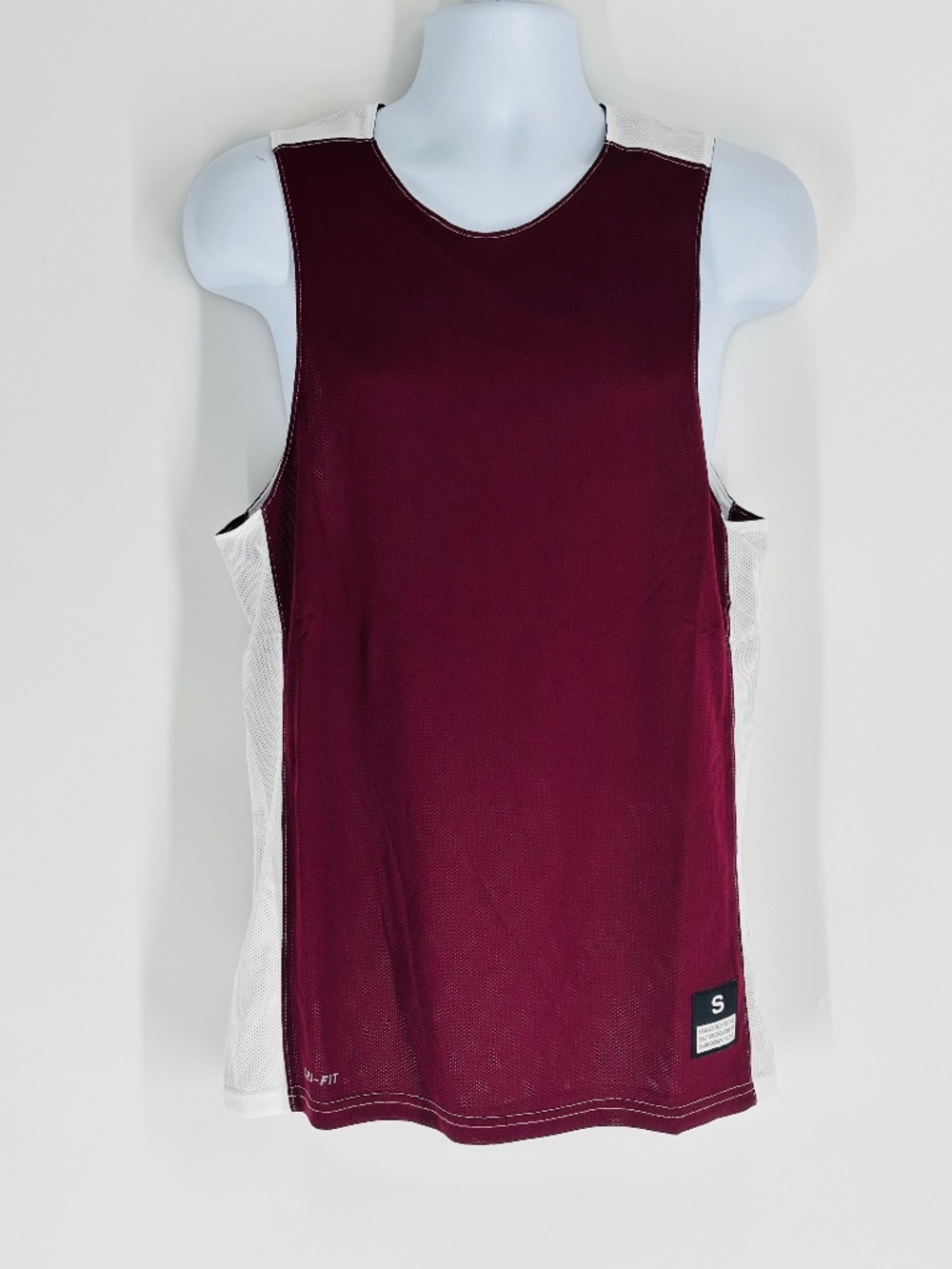 NWT Nike Dri-Fit Mens Reversible Basketball Jersey Burgundy / White Size: S